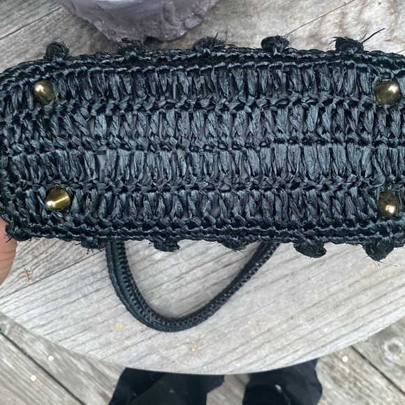 🕵️♂️HOST PICK👀 Japanese raffia handbag w/ wooden angled frame Black - Picture 5 of 9